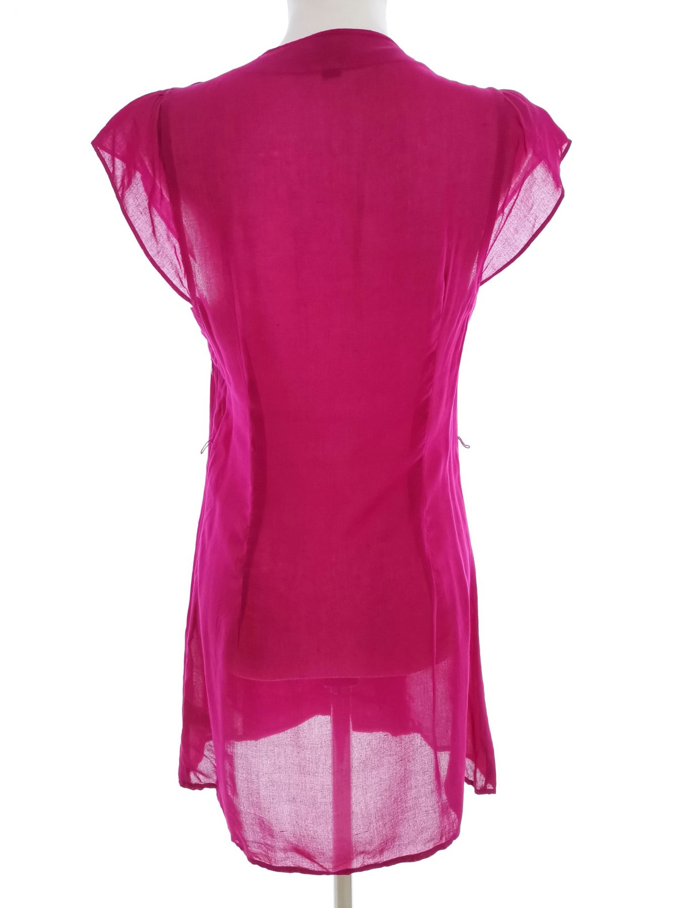 fei Stl 0 (34) Färg Fuchsia V-ringning Mini Klänning Kortärmad Kort Material Rayon 100%