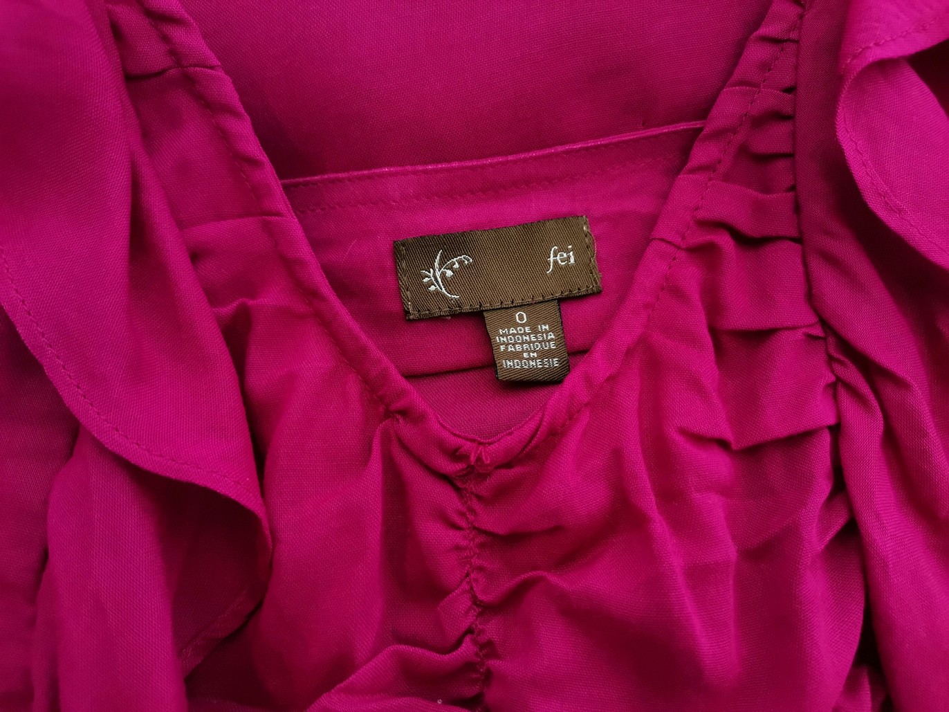 fei Stl 0 (34) Färg Fuchsia V-ringning Mini Klänning Kortärmad Kort Material Rayon 100%