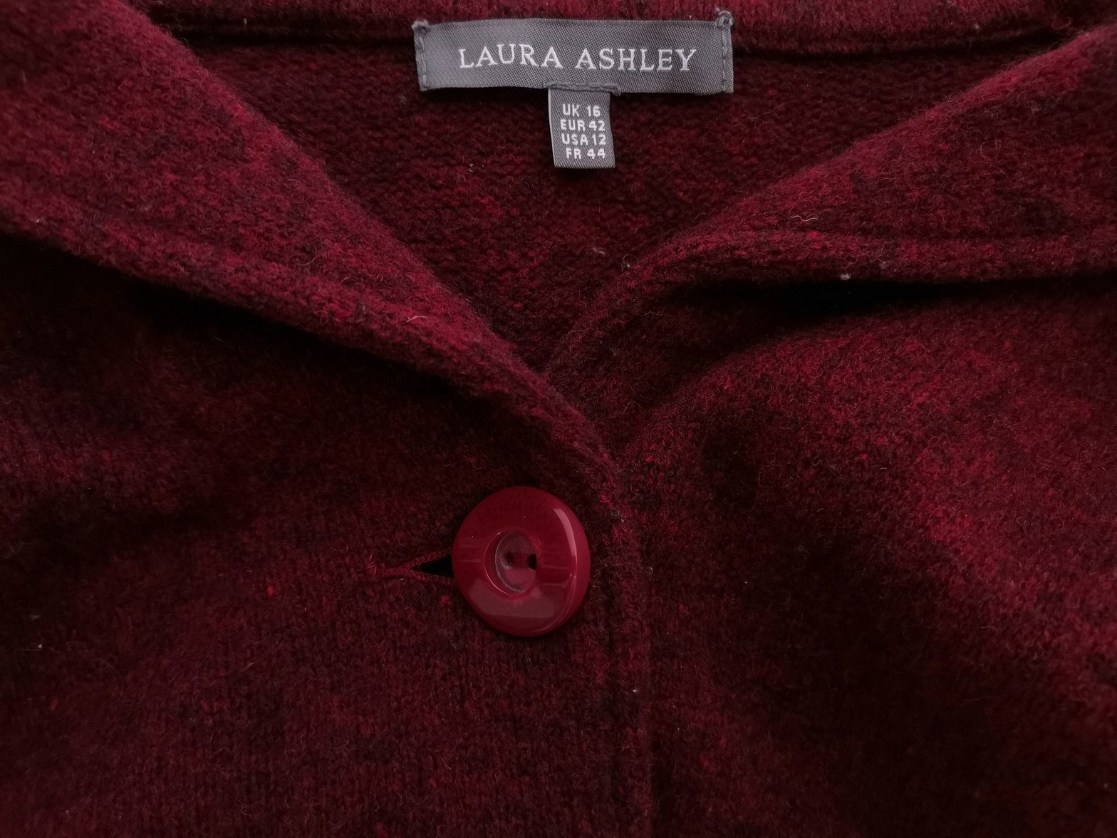 Laura ashley Stl 16 (42) Färg Vinröd Krage Kavaj med knappar Långärmad