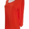 Soyaconcept Stl L Färg Orange Rund urringning Blus ärm 3/4 Material Lyocell