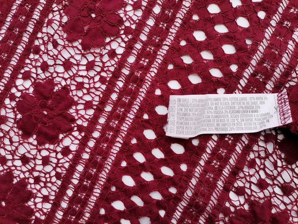 Forever 21 Stl S Färg Vinröd Rund hals Skal Klänning Kortärmad Midi Material Rayon