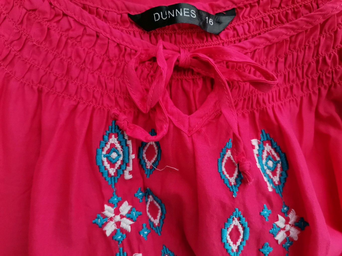 Dunnes Stl 16 (44) Färg Rosa Keyhole Crew Neck Peplum Blus Kortärmad Material Bomull 100%