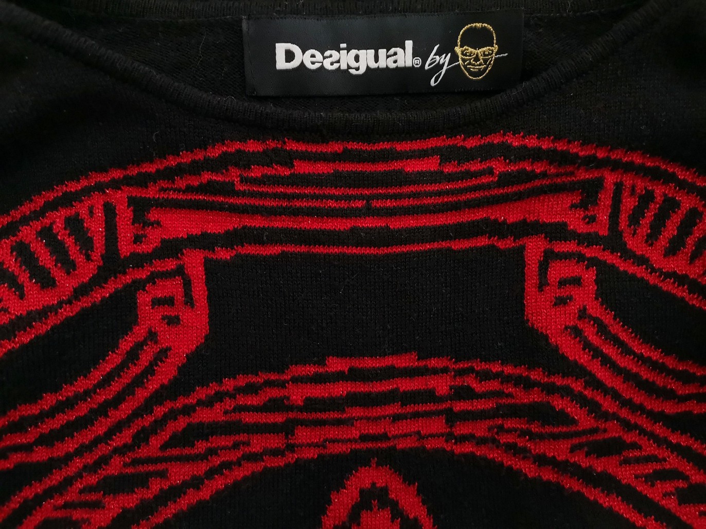 DESIGUAL Stl 42/44 Färg Svart Rund urringning Lång tröja-tunika Långärmad Finstickat