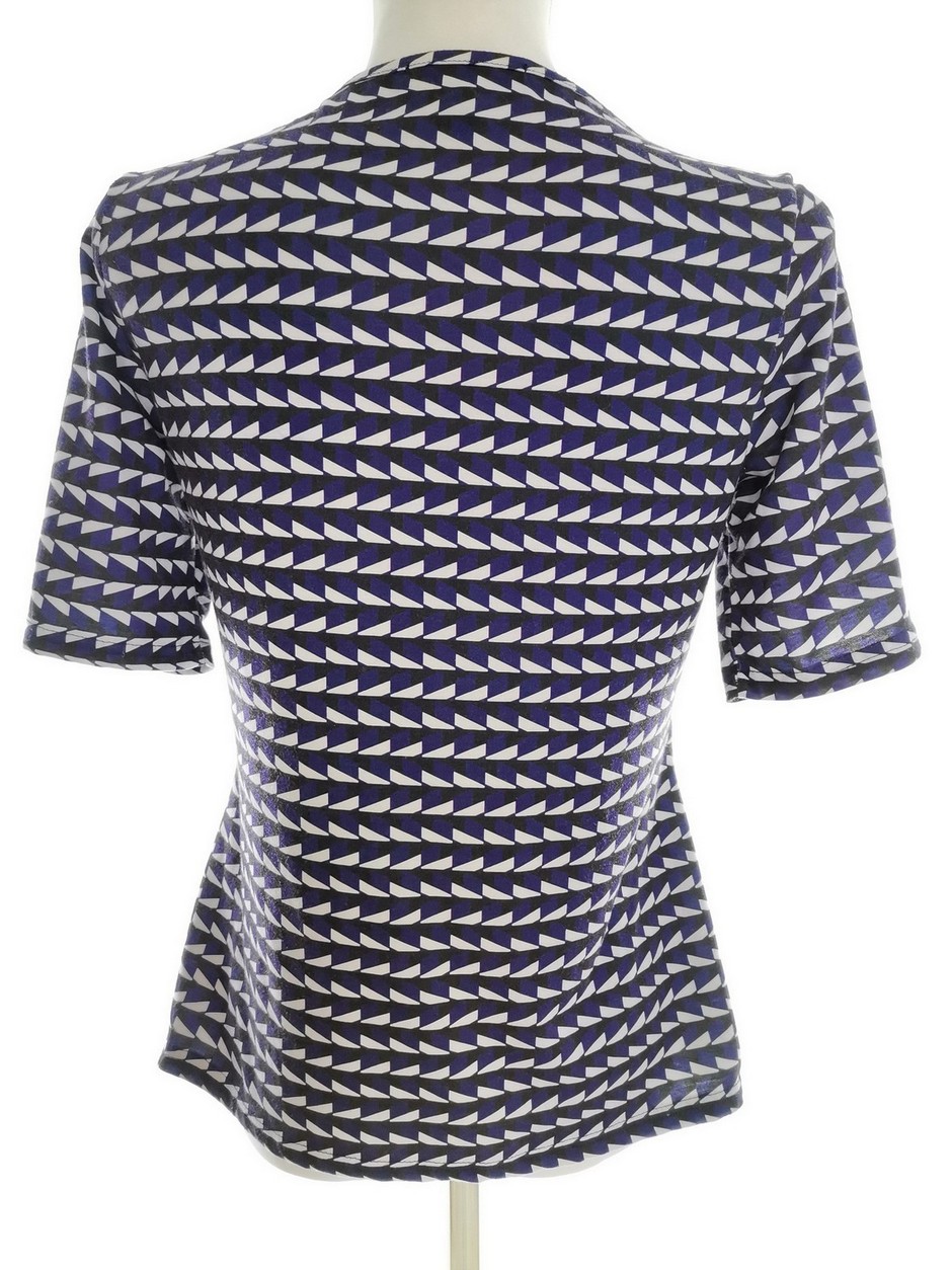 Karen MILLEN Stl 12 (40) Färg Lila Geometrisk Kvadratisk urringning Blus Kortärmad