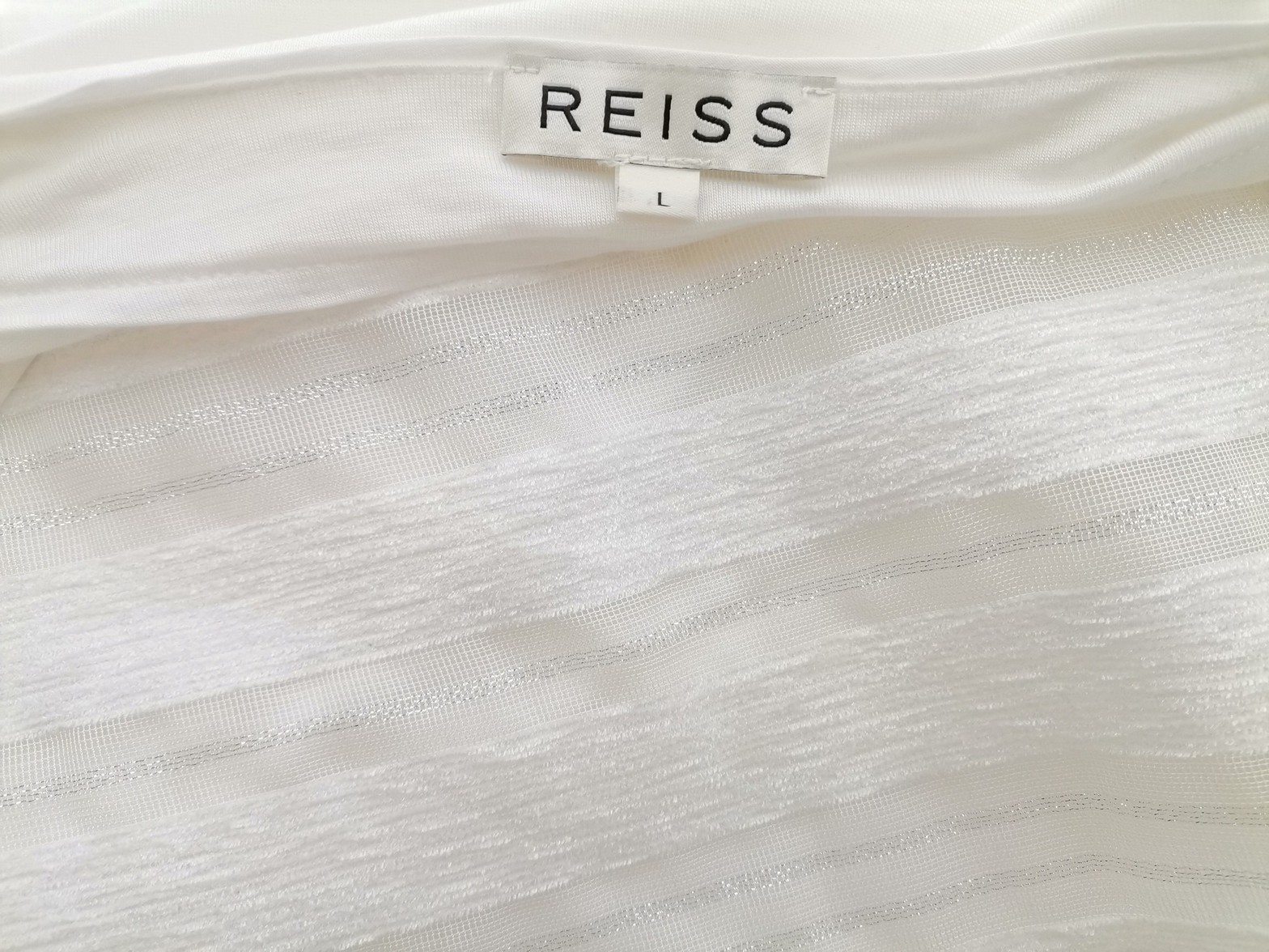 Reiss Stl L Färg Vit Ränder Rund urringning Blus Kortärmad Material Lyocell 100%