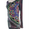 DESIGUAL Stl S Färg Marinblå Paisley Draperad Tunika blus Långärmad Material Viskos