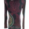 DESIGUAL Stl S Färg Marinblå Paisley Draperad Tunika blus Långärmad Material Viskos