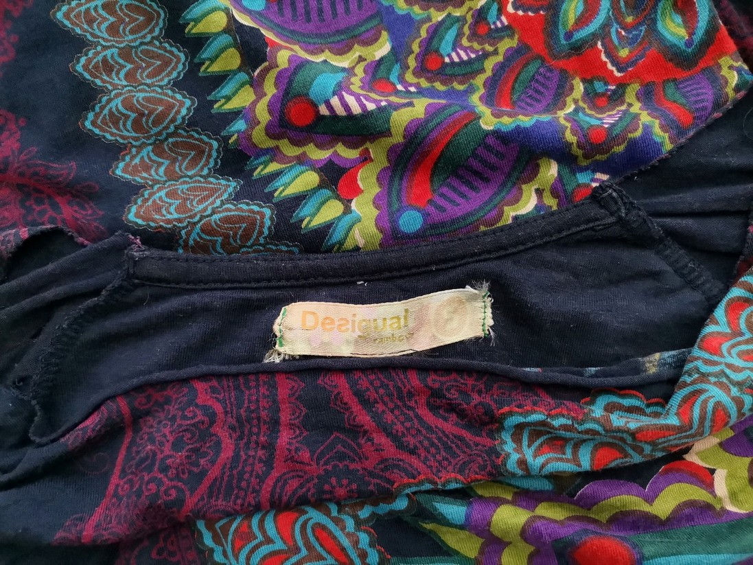 DESIGUAL Stl S Färg Marinblå Paisley Draperad Tunika blus Långärmad Material Viskos