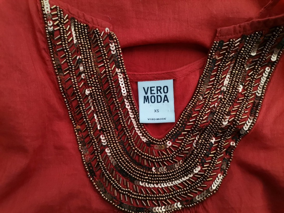 Vero moda Stl XS Färg Orange Split Crew Neck Blus Ärmlös Material Bomull 100%