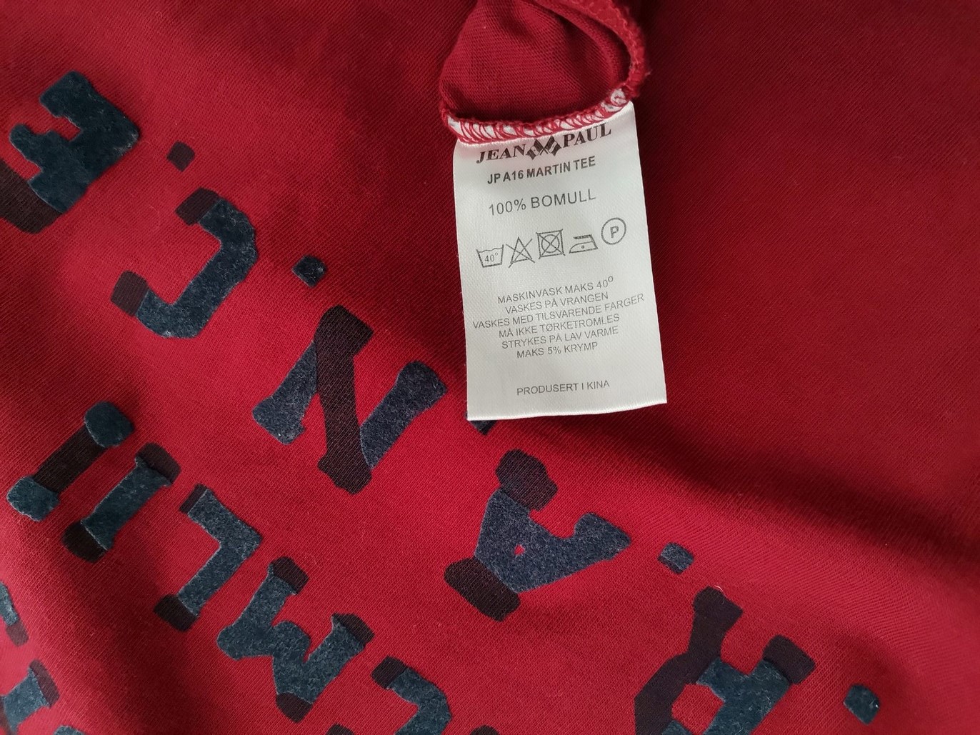 Jean paul Stl XL Färg Vinröd Herr T-shirt Kortärmad Material Bomull 100%