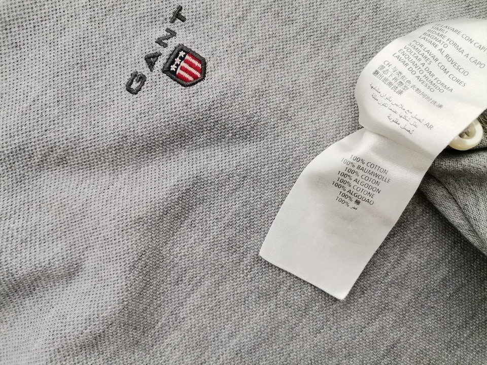 Gant Stl 2XL Färg Grå Krage Herr Polo Kortärmad Material Bomull 100%