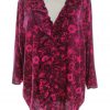 Dunnes Stl XL Färg Rosa V-ringning Blus ärm 3/4