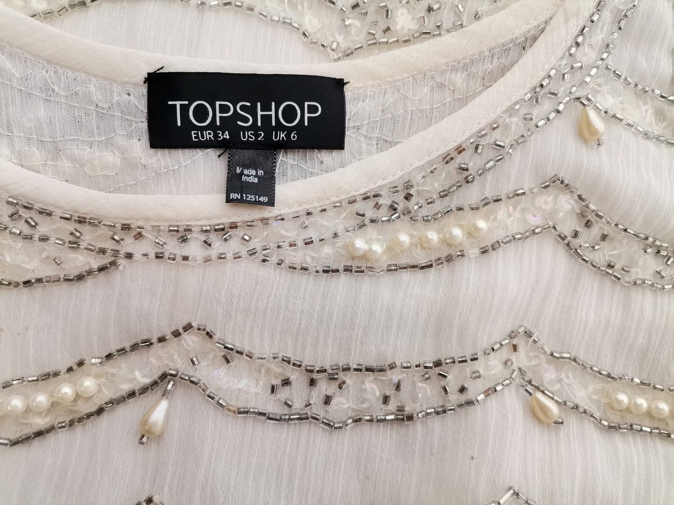 Topshop Stl 6 (34) Färg Elfenben Rund urringning Blus Ärmlös