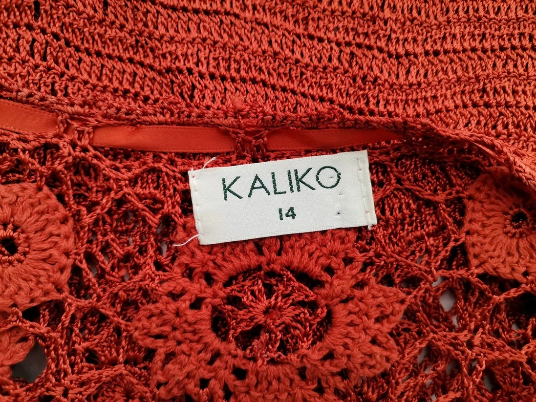 Kaliko Stl 14 (40) Färg Orange V-ringning Knäppt kofta Långärmad Material Viskos Öppet stickat