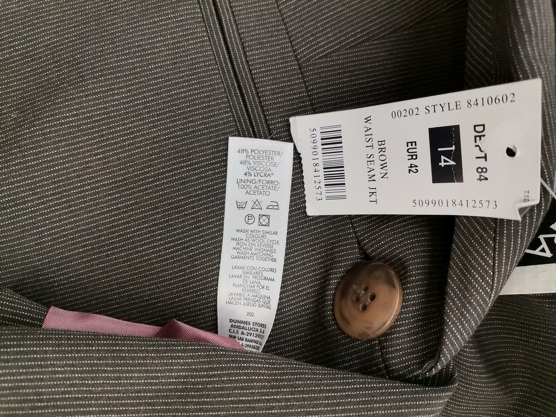 Dunnes stores Stl 14 (42) Färg Khaki Ränder Krage Kavaj med knappar Långärmad Material Viskos