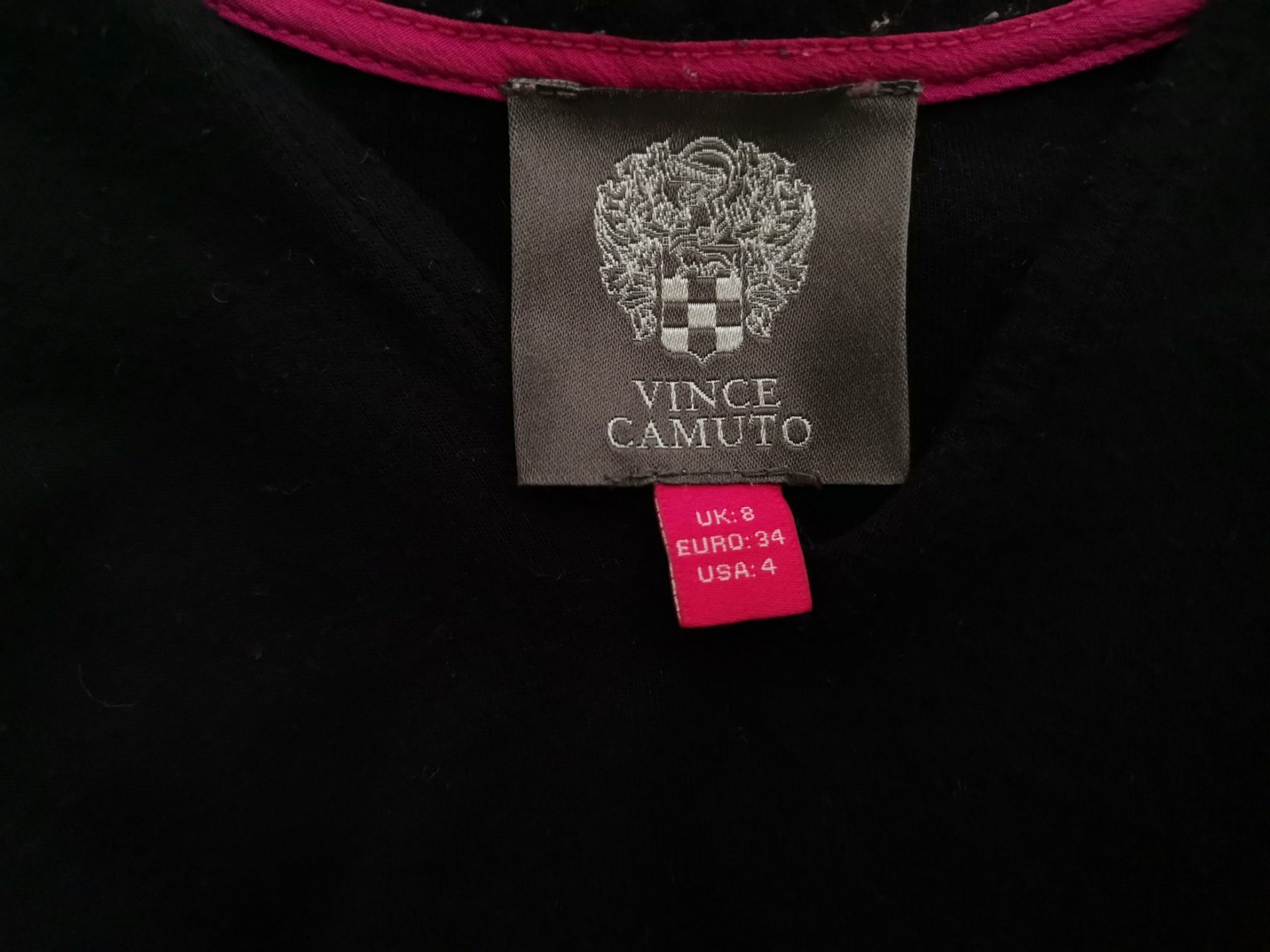 Vince Camuto Stl 8 (34) Färg Svart V-ringning Skal Klänning Kortärmad Knälängd Material Rayon