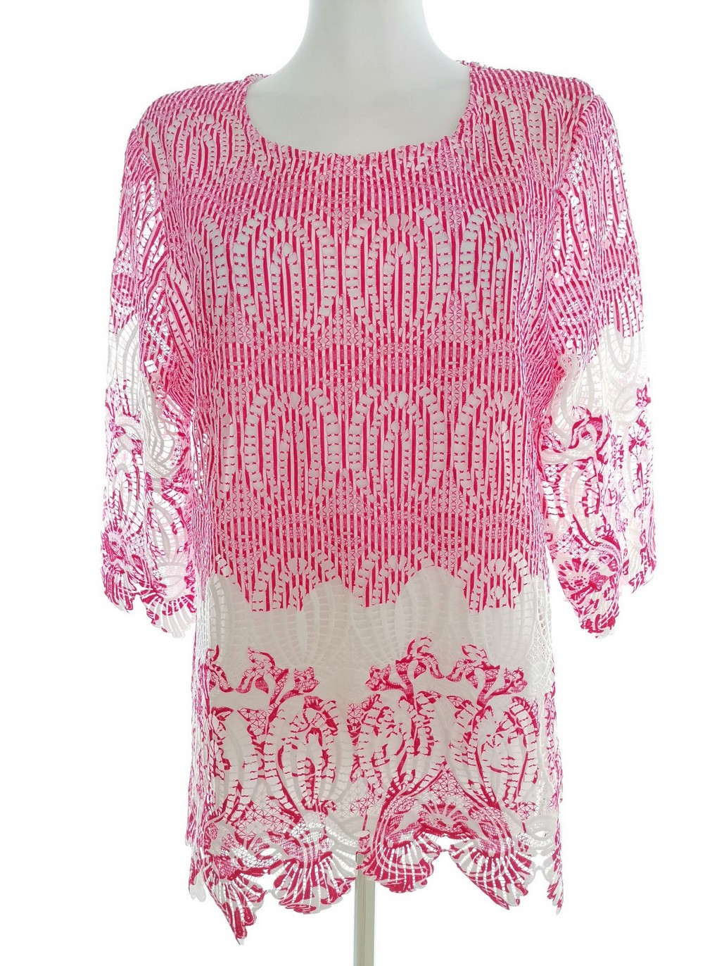 Mudflower Stl M/L Färg Rosa Rund urringning Blus ärm 3/4