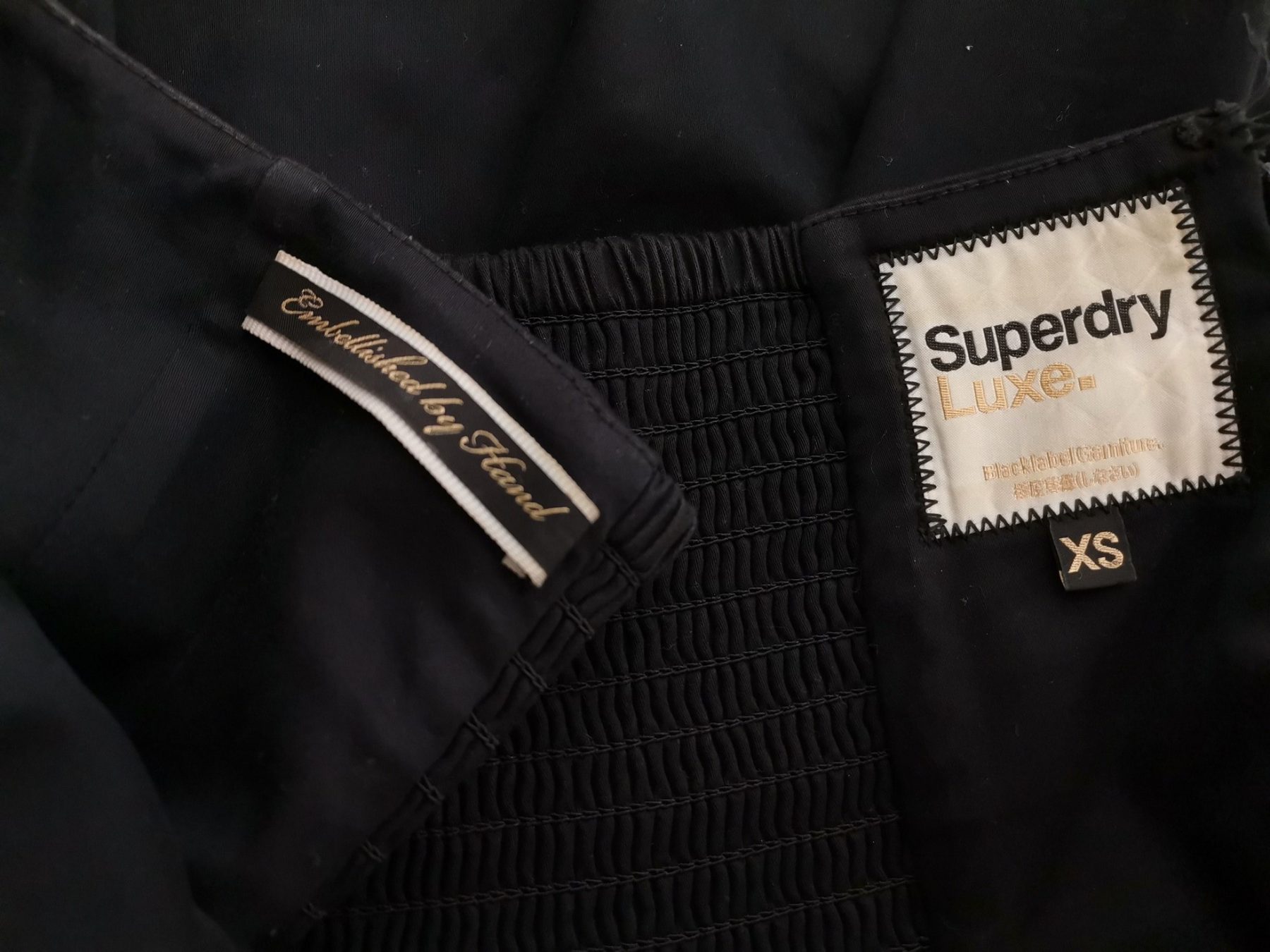 Superdry Stl XS Färg Svart Axelbandslös Mini Klänning Ärmlös Kort Material Bomull