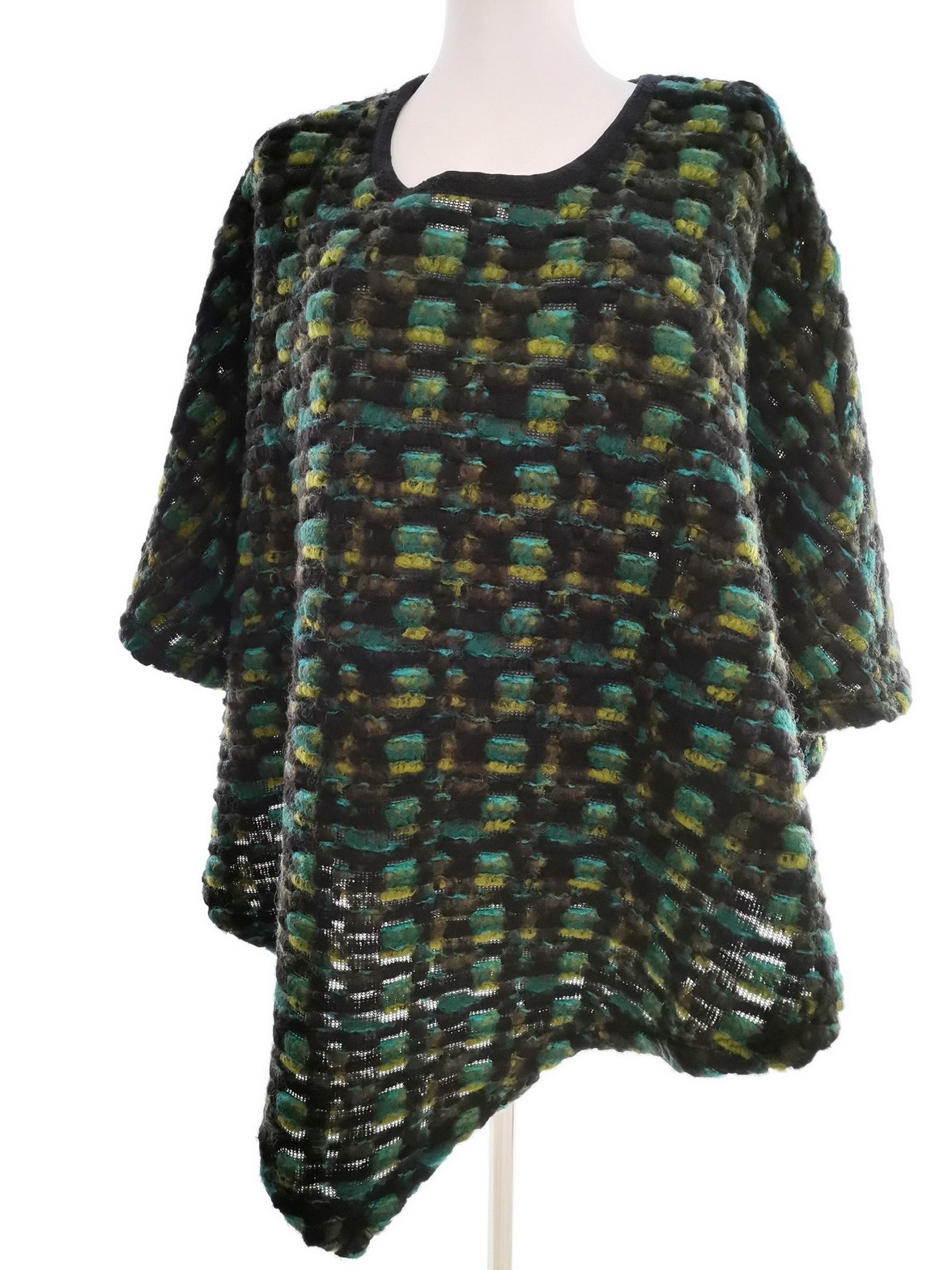 MeKSTONE Stl FREE SIZE Färg Svart Rund urringning Poncho-tröja ärm 3/4 Material Akryl Grovstickat