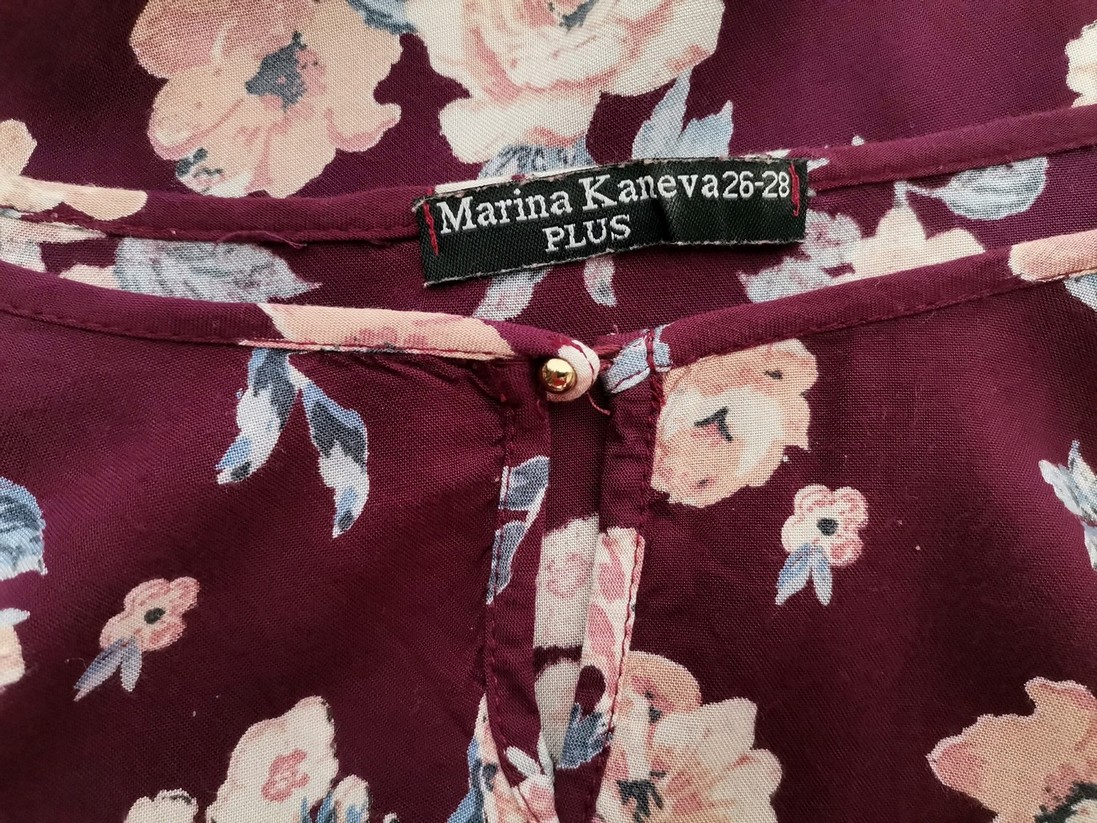 Marina Kaneva Stl 26/28 (54/56) Färg Purpur Keyhole Crew Neck Blus Långärmad Material Viskos 100%