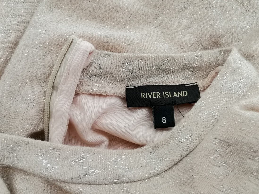 River island Stl 8 (34) Färg Elfenben Rund hals Stickad Klänning Kortärmad Knälängd Material Viskos