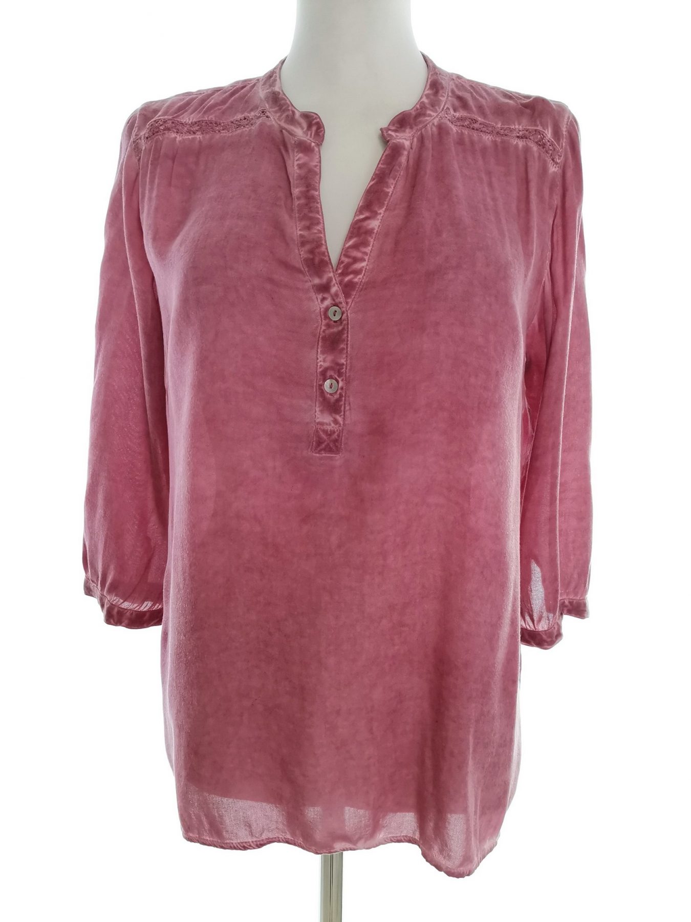 Rosebud Stl 38 Färg Rosa Split Crew Neck Blus ärm 3/4 Material Viskos 100%