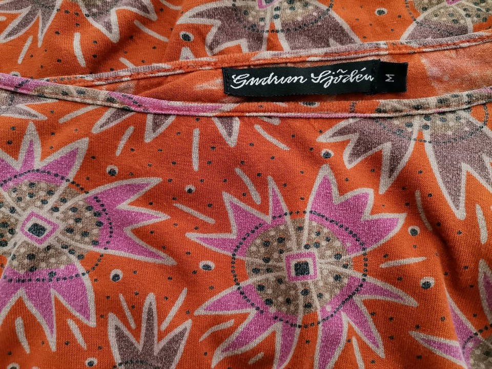 Gudrun Sjödén Stl M Färg Orange Rund urringning Blus Långärmad Material Viskos 100%