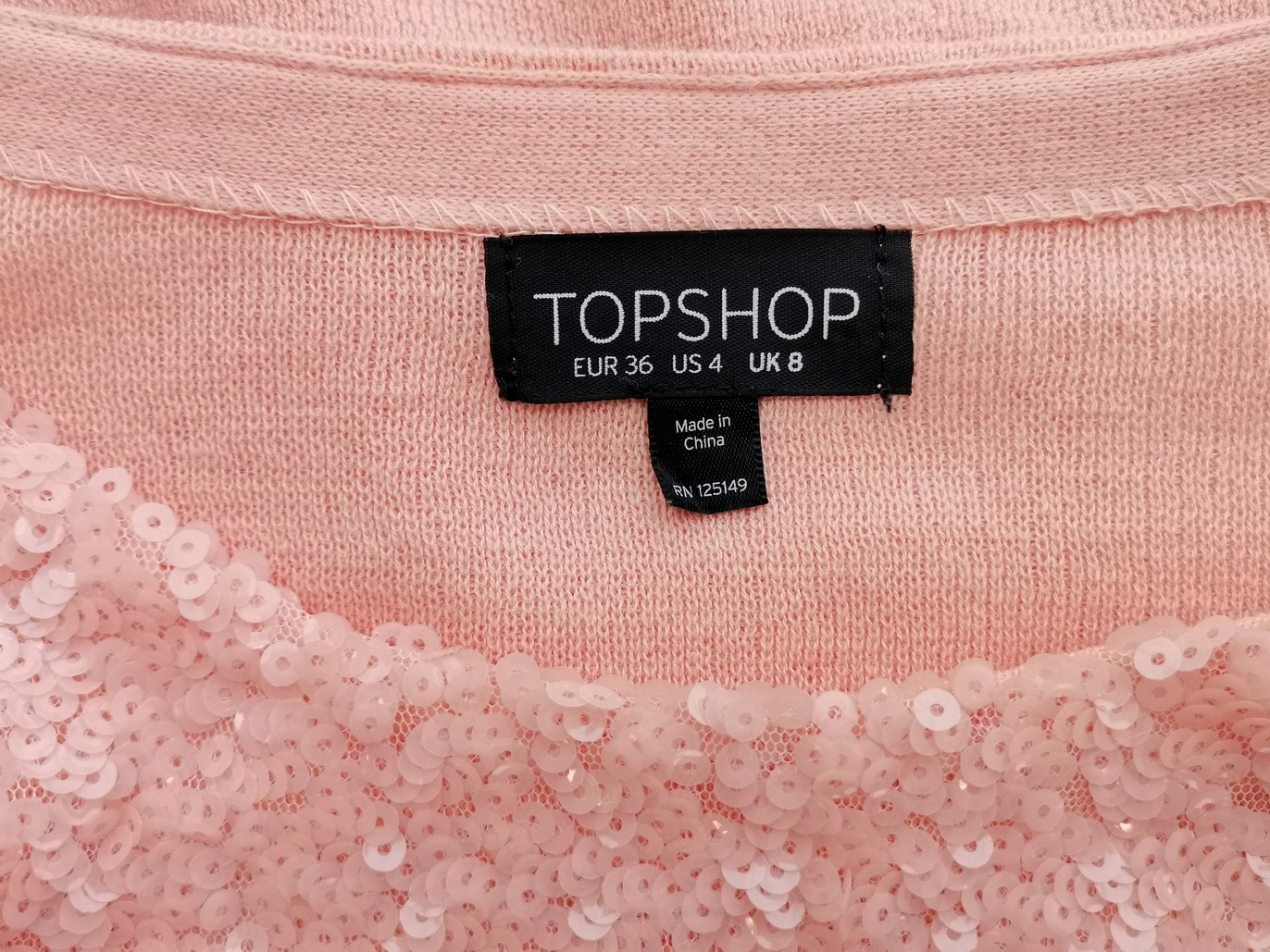 Topshop Stl 36 Färg Pudrig Rosa Rund urringning Tröja Kortärmad Material Bomull 100% Finstickat