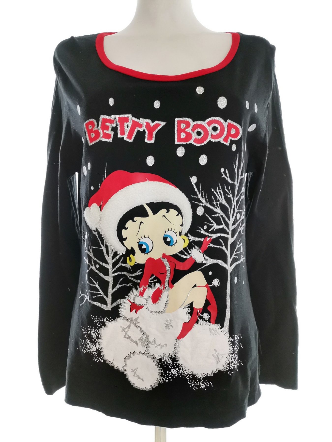 Betty Boop Stl 12/14 (40/42) Färg Svart Rund urringning Blus Långärmad Material Bomull 100%