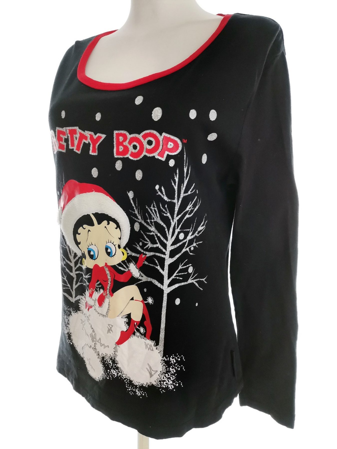 Betty Boop Stl 12/14 (40/42) Färg Svart Rund urringning Blus Långärmad Material Bomull 100%