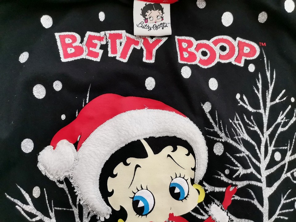 Betty Boop Stl 12/14 (40/42) Färg Svart Rund urringning Blus Långärmad Material Bomull 100%