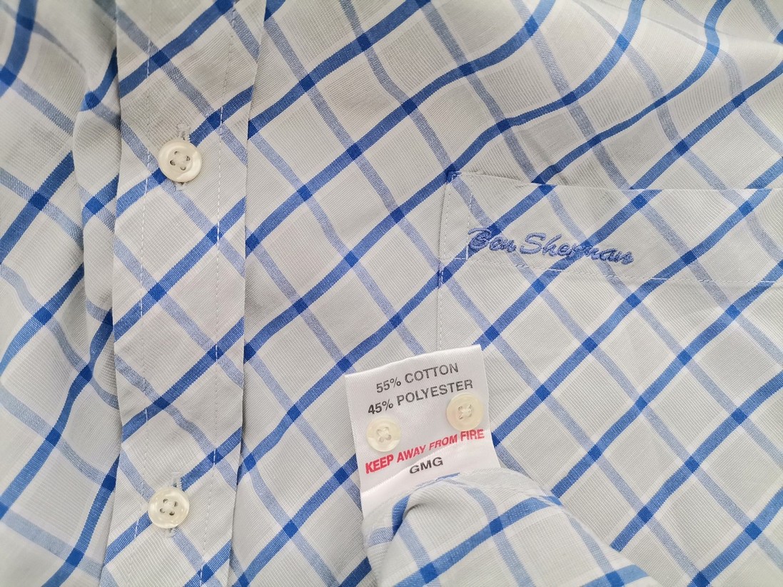 BEN SHERMAN Stl 4 (XL) Färg Grå Rutigt Krage Herr skjorta, casual Långärmad Material Bomull