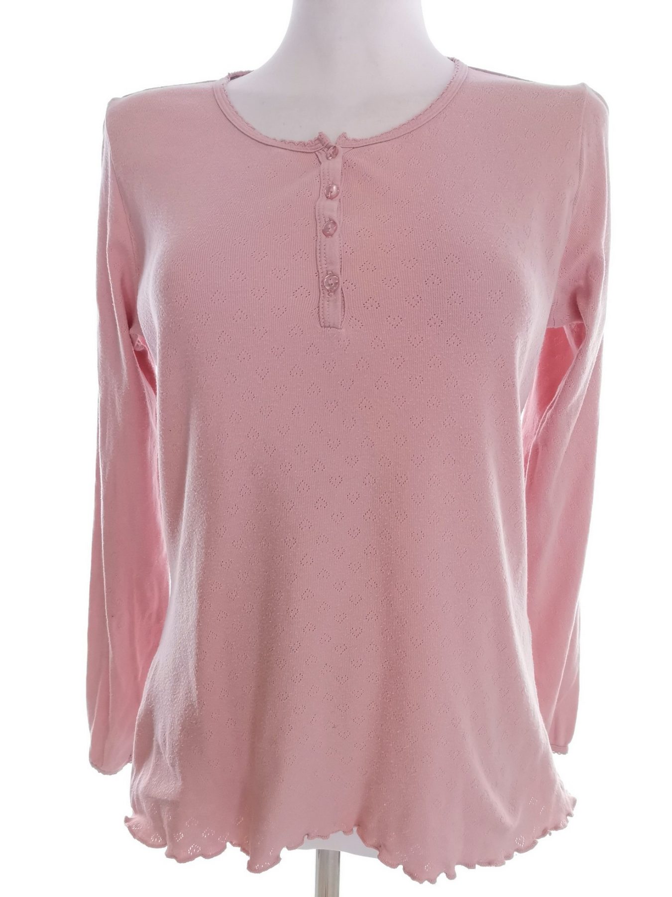 VA VITE Stl M Färg Pudrig Rosa Henley Popover Blus Knappar Långärmad Material Bomull 100%