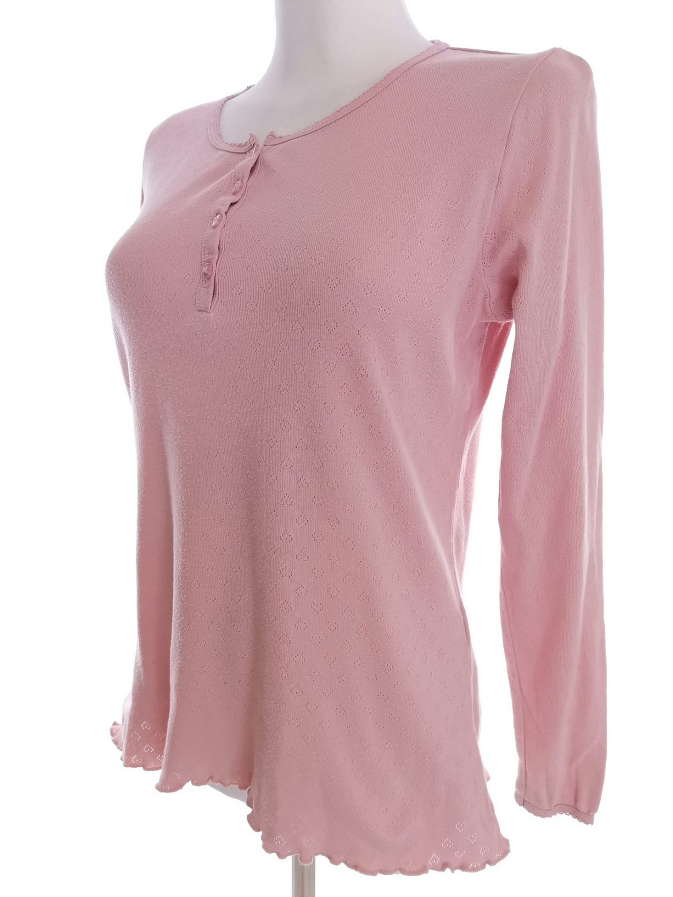 VA VITE Stl M Färg Pudrig Rosa Henley Popover Blus Knappar Långärmad Material Bomull 100%