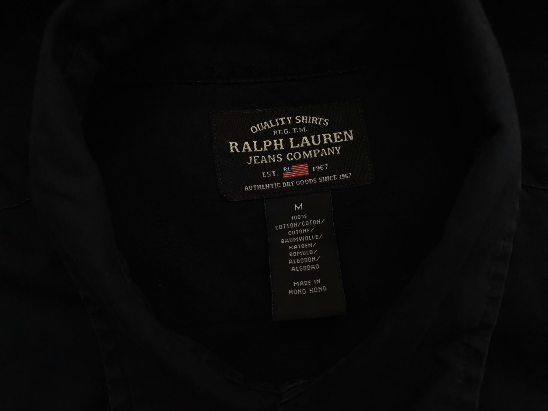 Ralph Lauren Stl M Färg Marinblå Krage Herr skjorta, casual Långärmad Material Bomull 100%