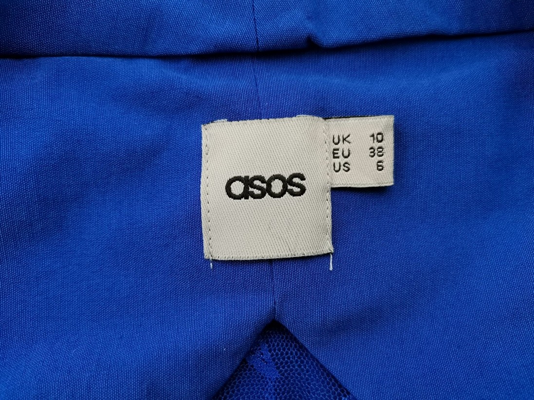 ASOS Stl 10 (38) 36 Färg Blå V-ringning Penn Klänning Kortärmad Midi Material Viskos