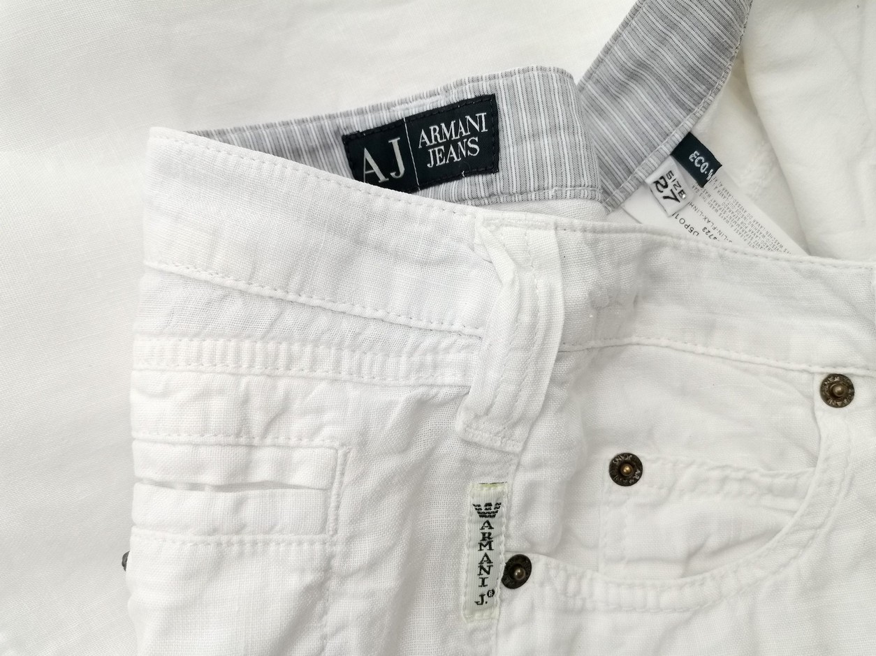 AJ ARMANI JEANS Stl 27 (38) Färg Vit Eleganta Byxor Material Lin 100%