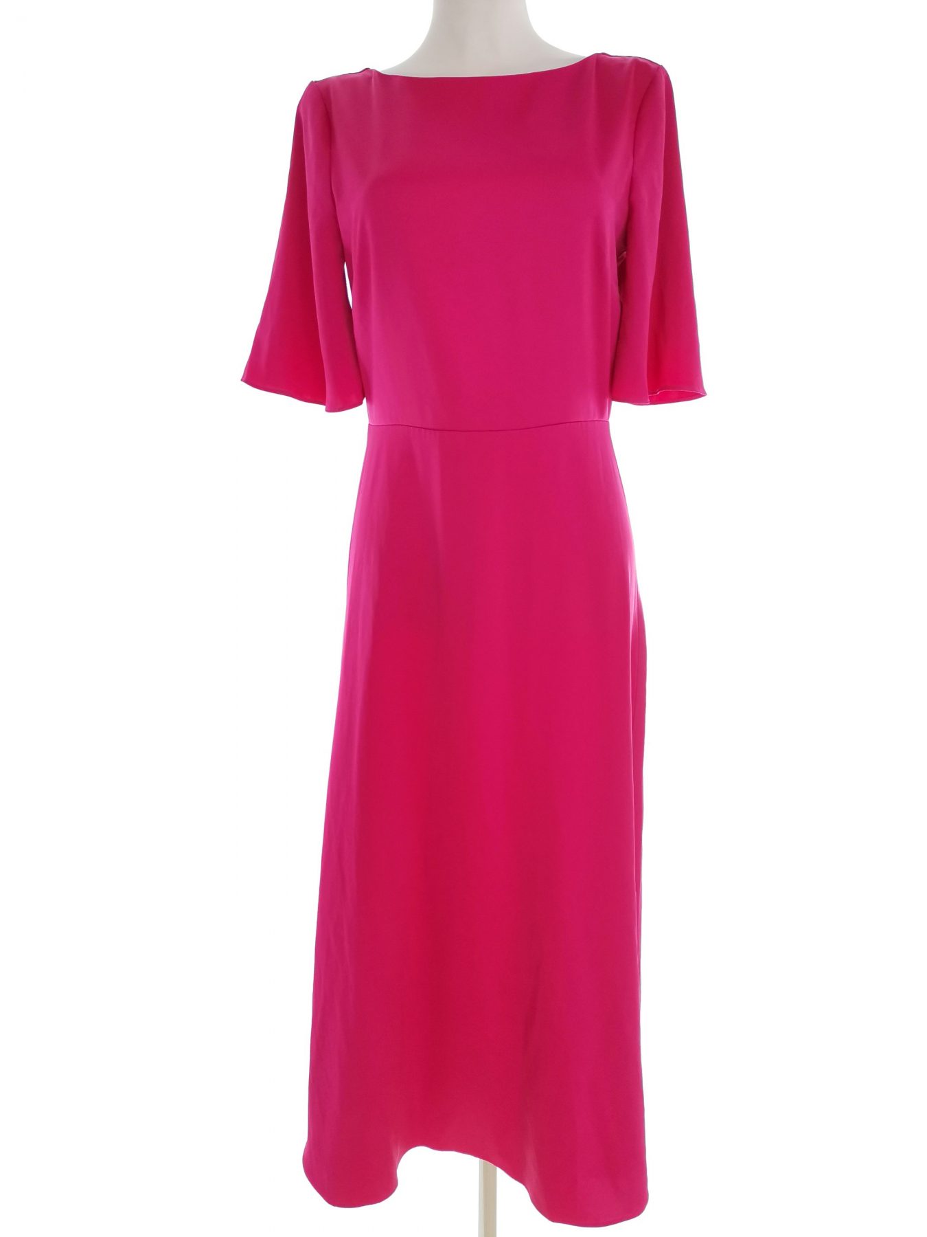 H&m Stl 36 Färg Fuchsia Båtringning Maxi Klänning Kortärmad Lång