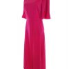 H&m Stl 36 Färg Fuchsia Båtringning Maxi Klänning Kortärmad Lång