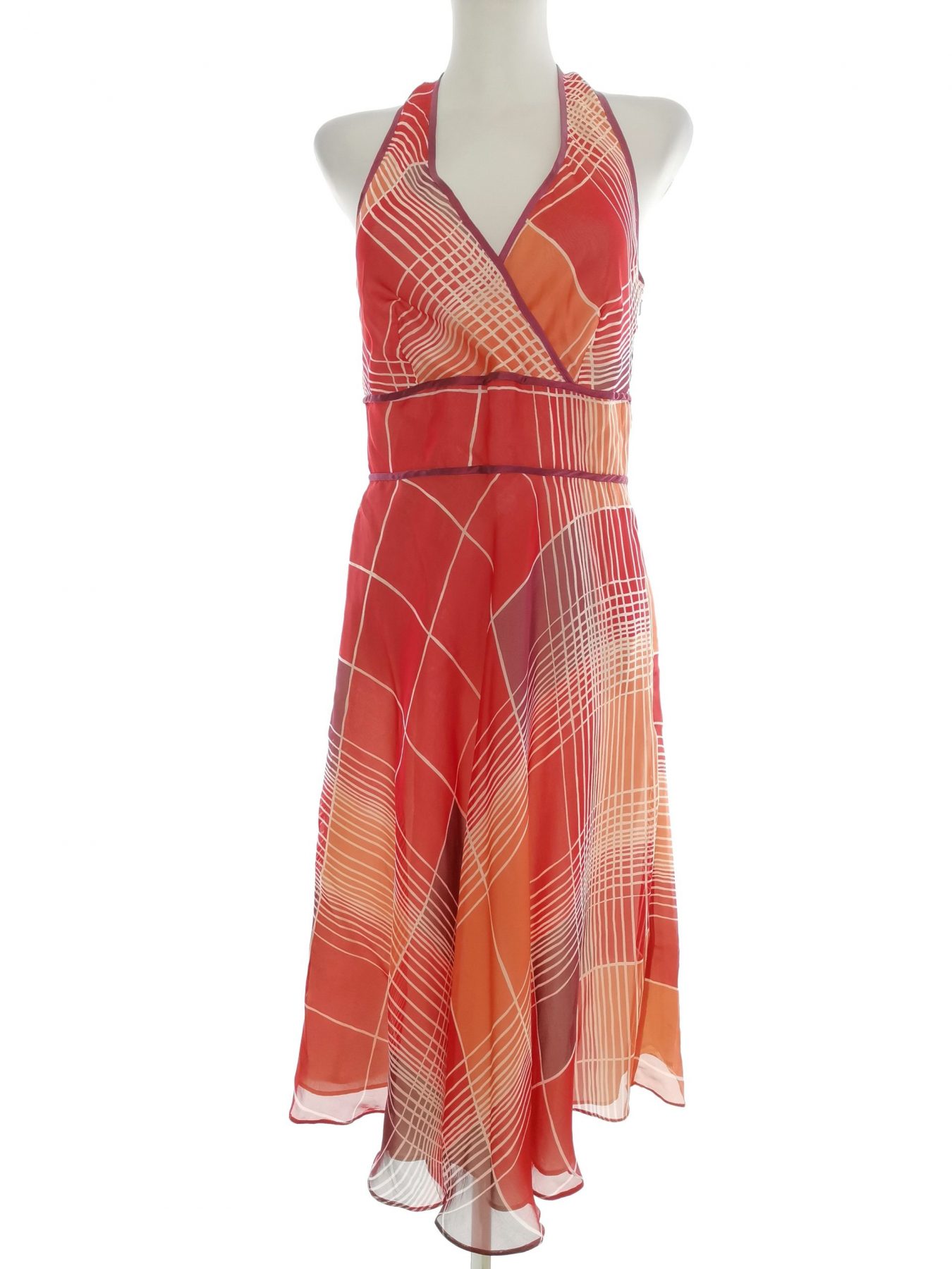 Coast Stl 10 (38) Färg Orange Halter Maxi Klänning Ärmlös Lång Material Siden 100%