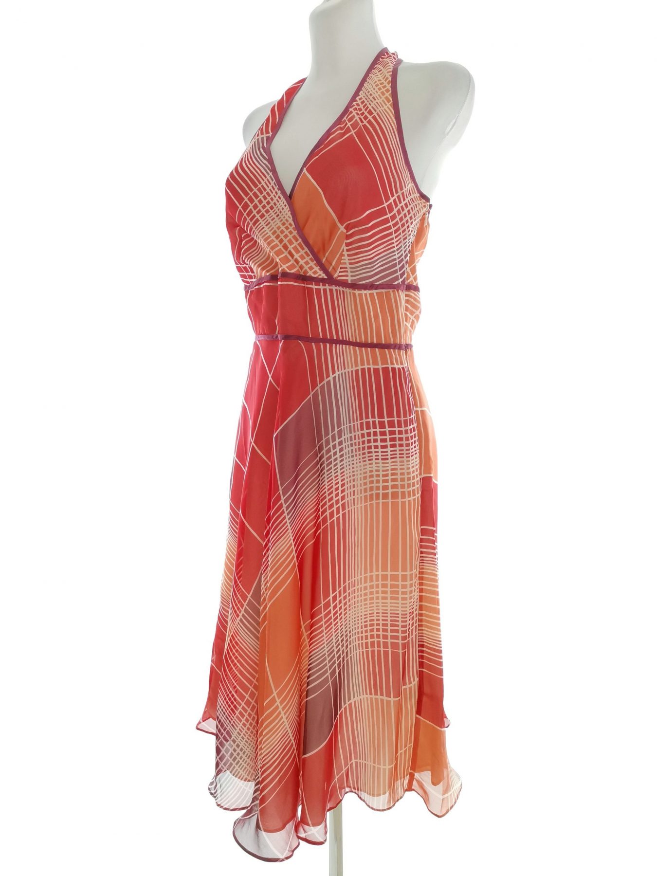 Coast Stl 10 (38) Färg Orange Halter Maxi Klänning Ärmlös Lång Material Siden 100%