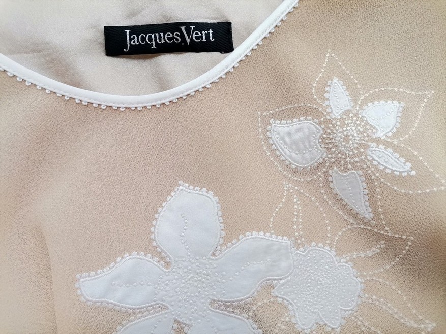 Jacques Vert Stl 40 Färg Beige Rund urringning Blus Kortärmad