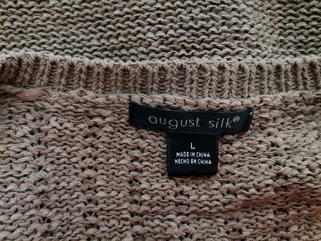 AUGUST SILK Stl L Färg Brun V-ringning Knäppt kofta Kortärmad Finstickat