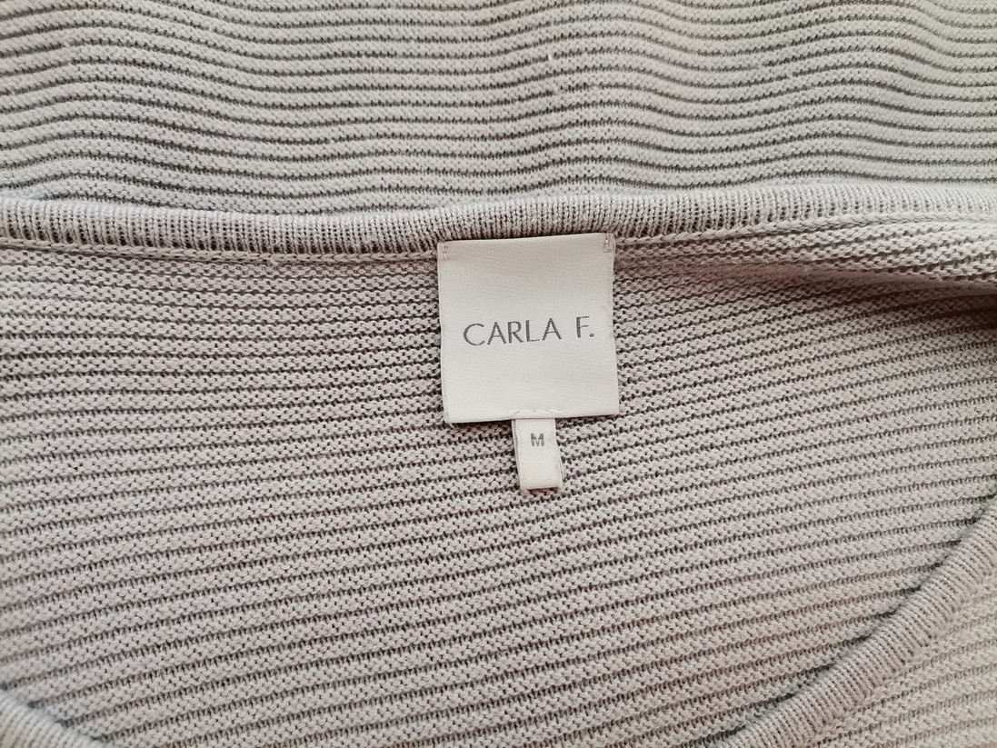 Carla F Stl M Färg Grå Rund urringning Stickad Tunika Blus ärm 3/4 Material Akryl