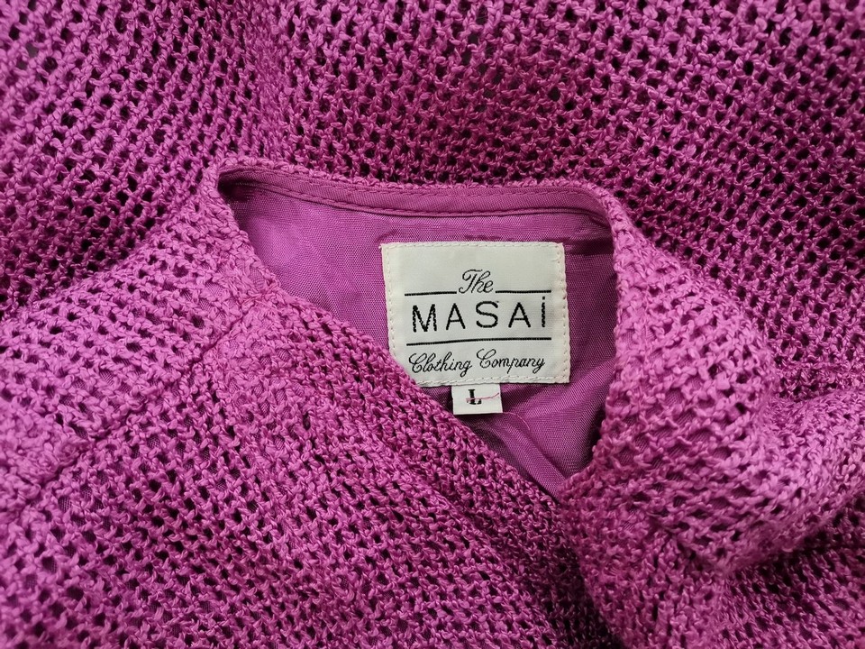 The Masai Stl L Färg Lila V-ringning Knäppt kofta ärm 3/4 Material Viskos Finstickat