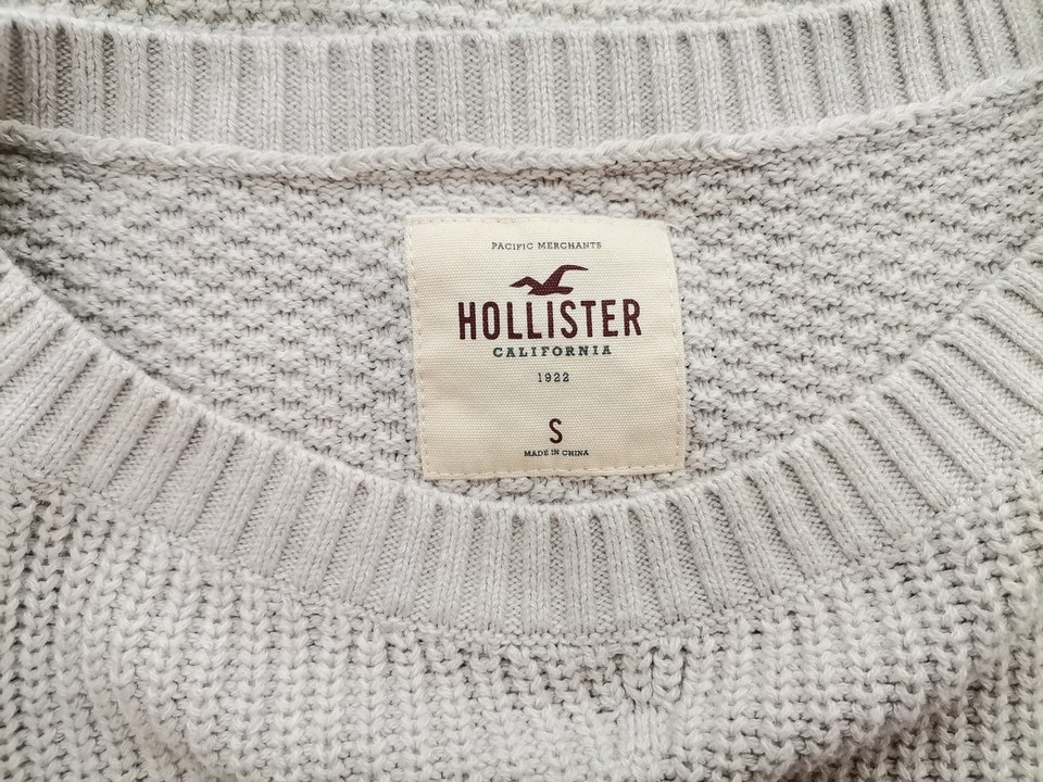 Hollister Stl S Färg Grå Båtringning Tröja Långärmad Material Bomull 100% Våffelstickat