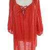 XLNT Stl 2XL Färg Orange U-ringning Tunika blus ärm 3/4 Material Viskos