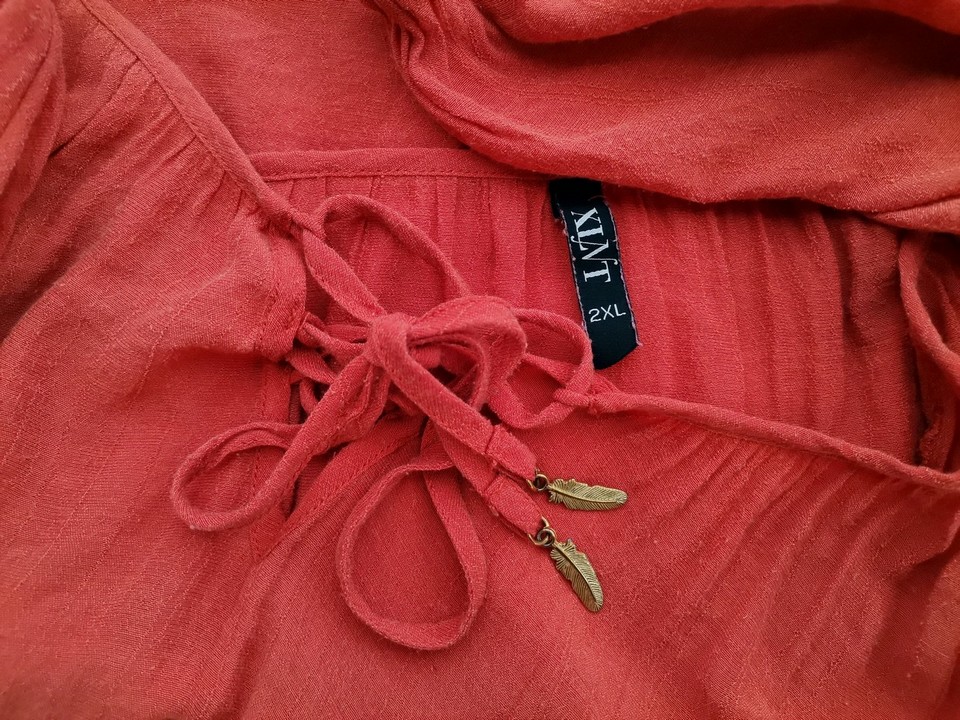 XLNT Stl 2XL Färg Orange U-ringning Tunika blus ärm 3/4 Material Viskos