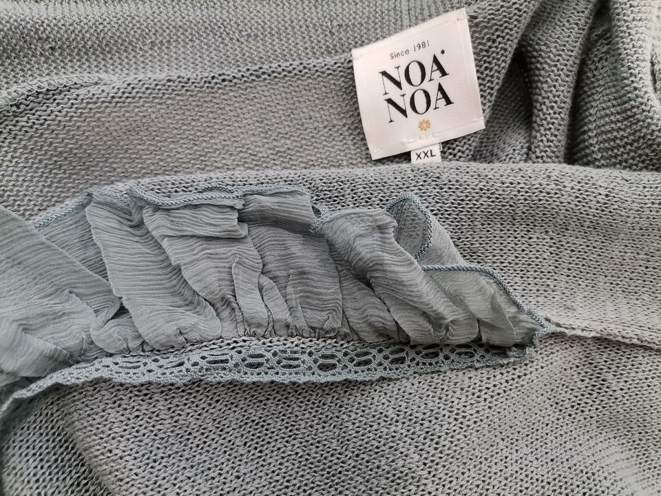 Noa noa Stl XXL Färg Blå Krage Knuten kofta ärm 3/4 Material Bomull Finstickat