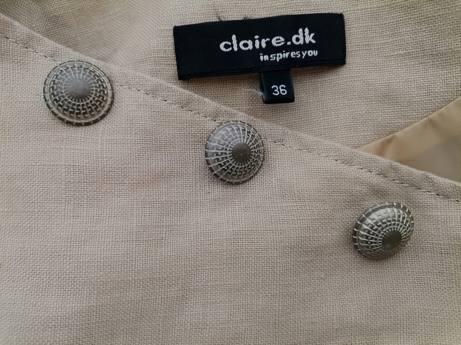 CLAIRE DK Stl 36 Färg Beige Krage Kavaj med knappar Långärmad Material Lin 100%